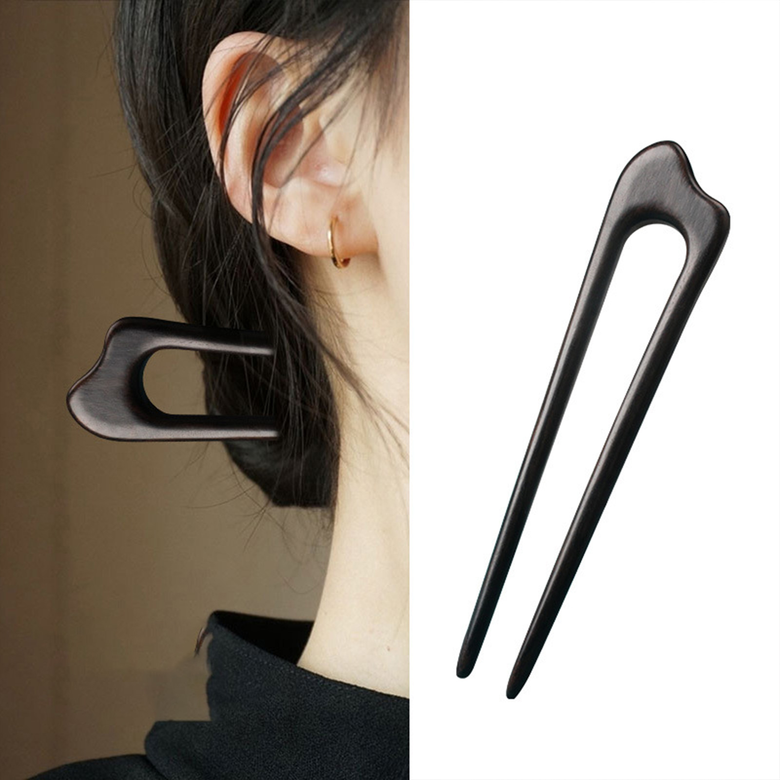 Women Fashion Hair Style - Proste chińskie szpilki do włosów, drewniane