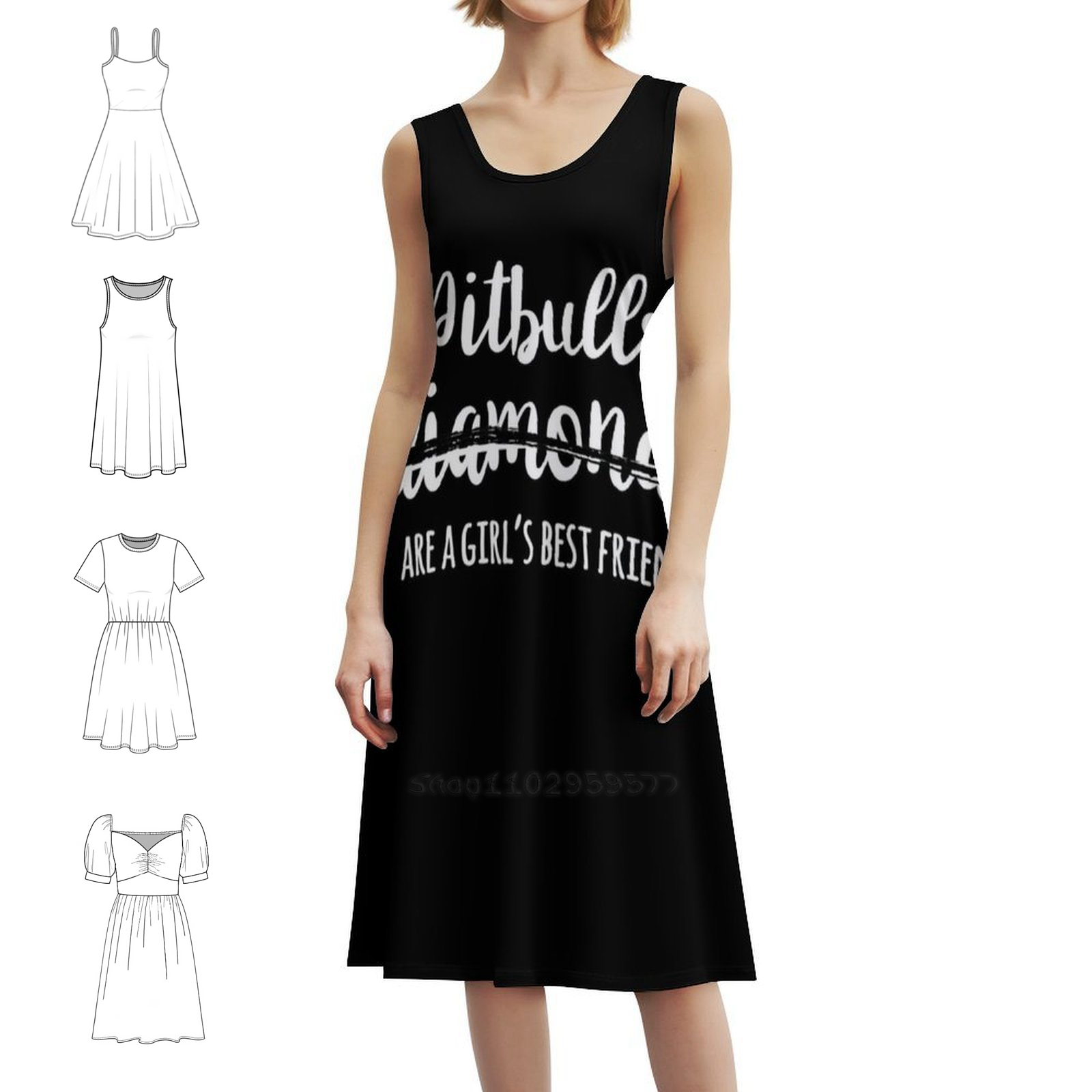Smocked Dress Women - Sukienka smockowa z motywem pitbuli, najlepszy