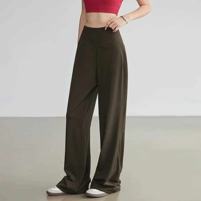 High Waist Leggings - Damskie luźne proste spodnie sportowe fitness