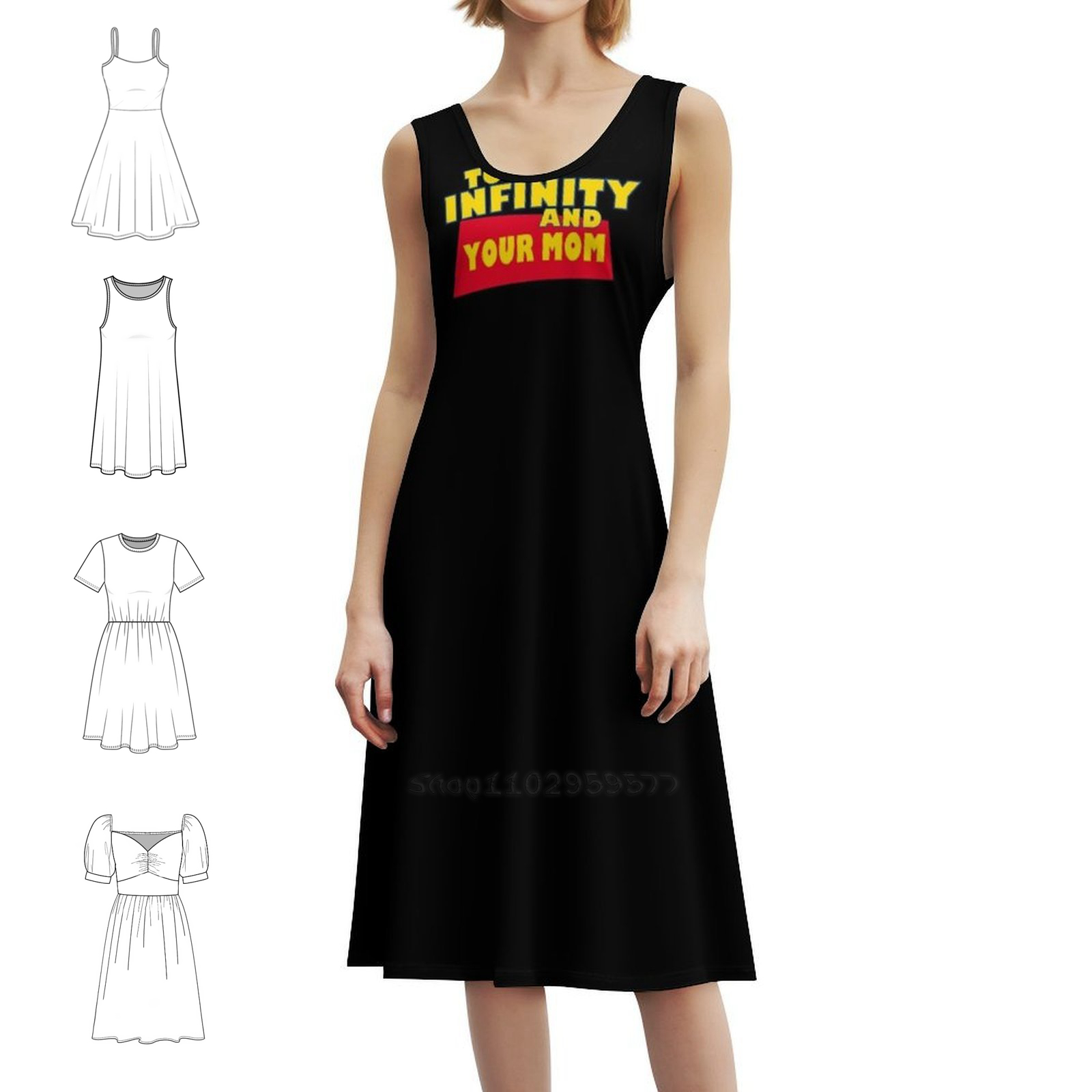 Smocked Dress Women - Sukienka damska w kwiaty z napisem