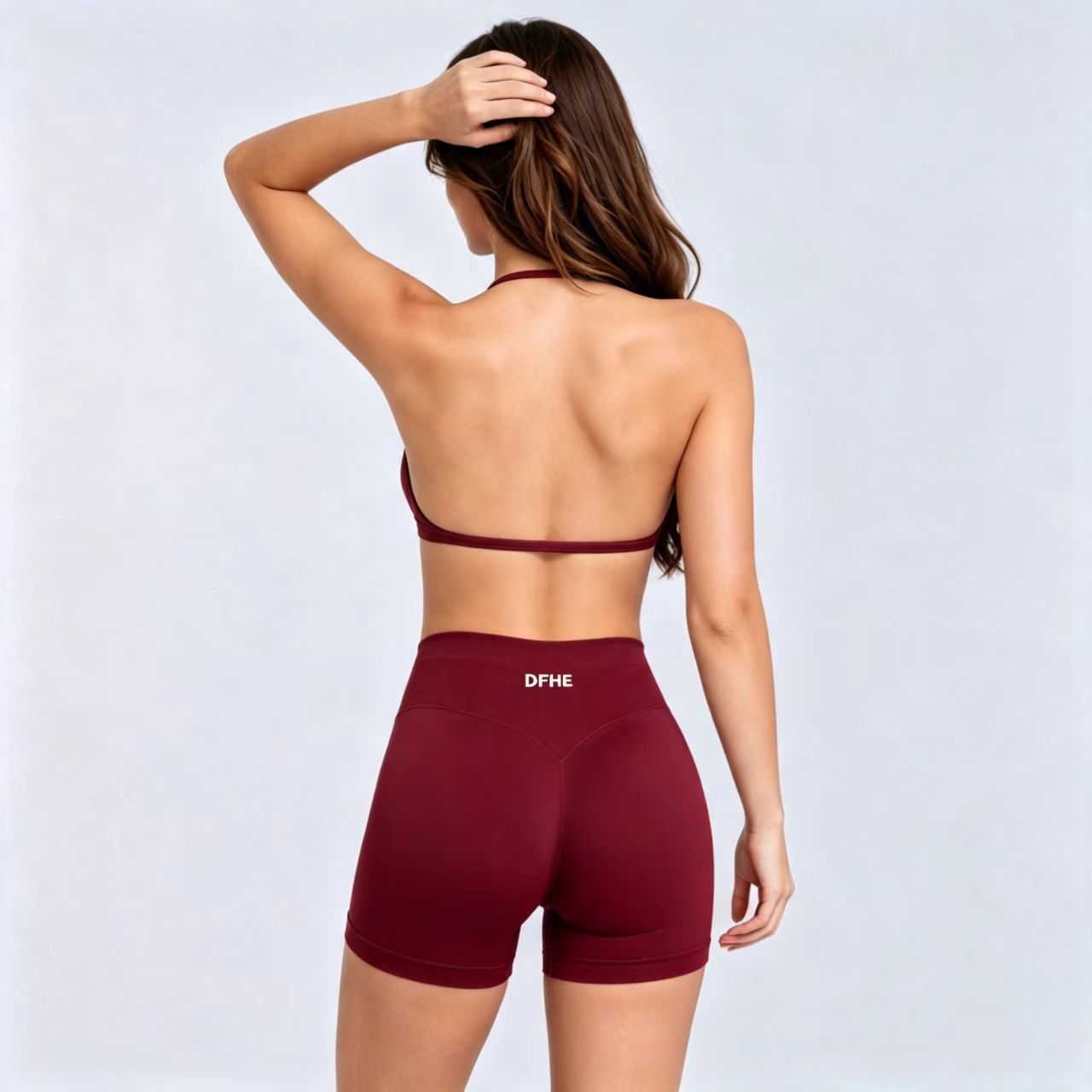 High Waist Leggings - Damskie szorty fitness DFHE z wysokim