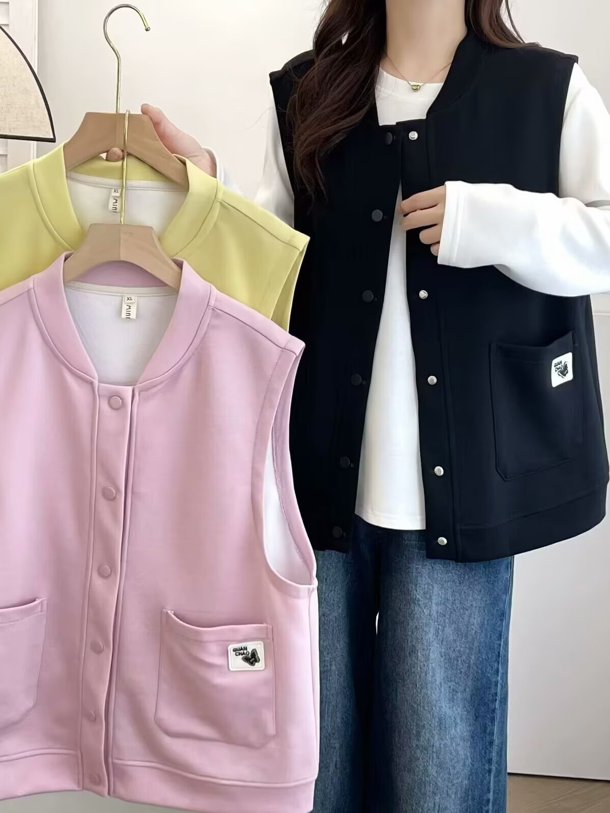 Women'S Fashion Labels - Luźna kamizelka bez rękawów z okrągłym