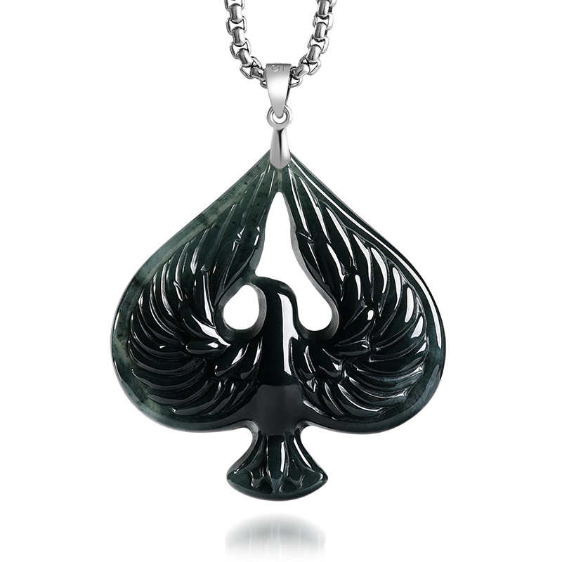 Women Fashion Necklace - Srebrny naszyjnik S925 z naturalnym jadeitem
