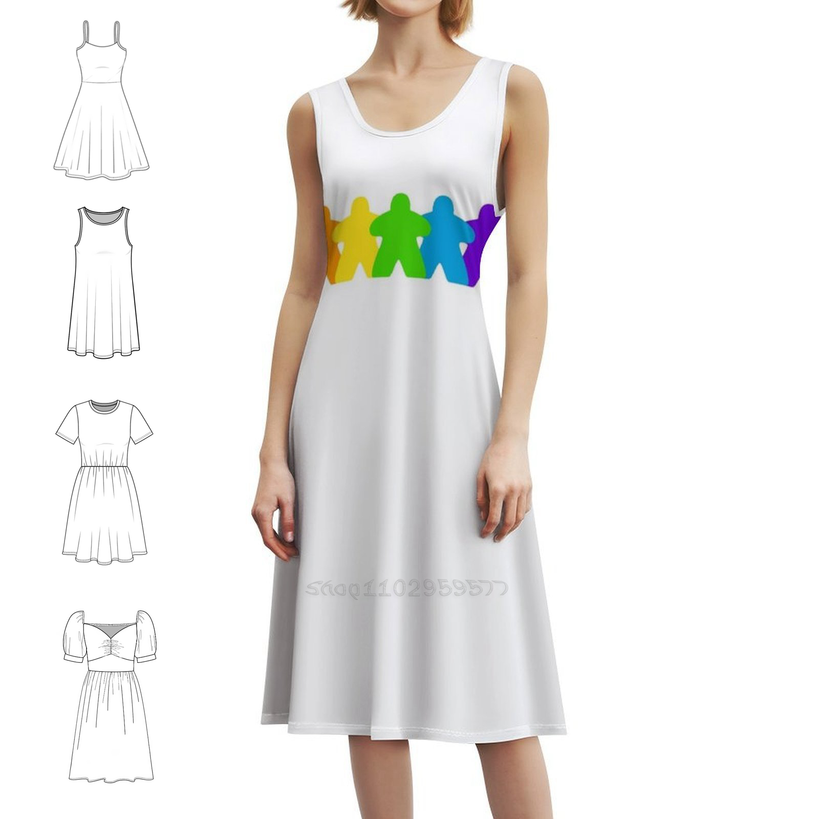 Sukienka damska w tęczowe kwia – Smocked Dress Women recenzja i cena